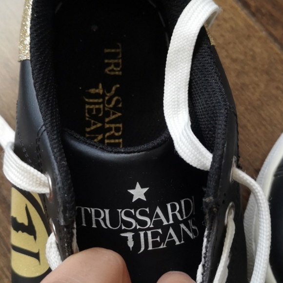 Trussardi faux leather sneakers with glittery logo - Picture 12 of 15
